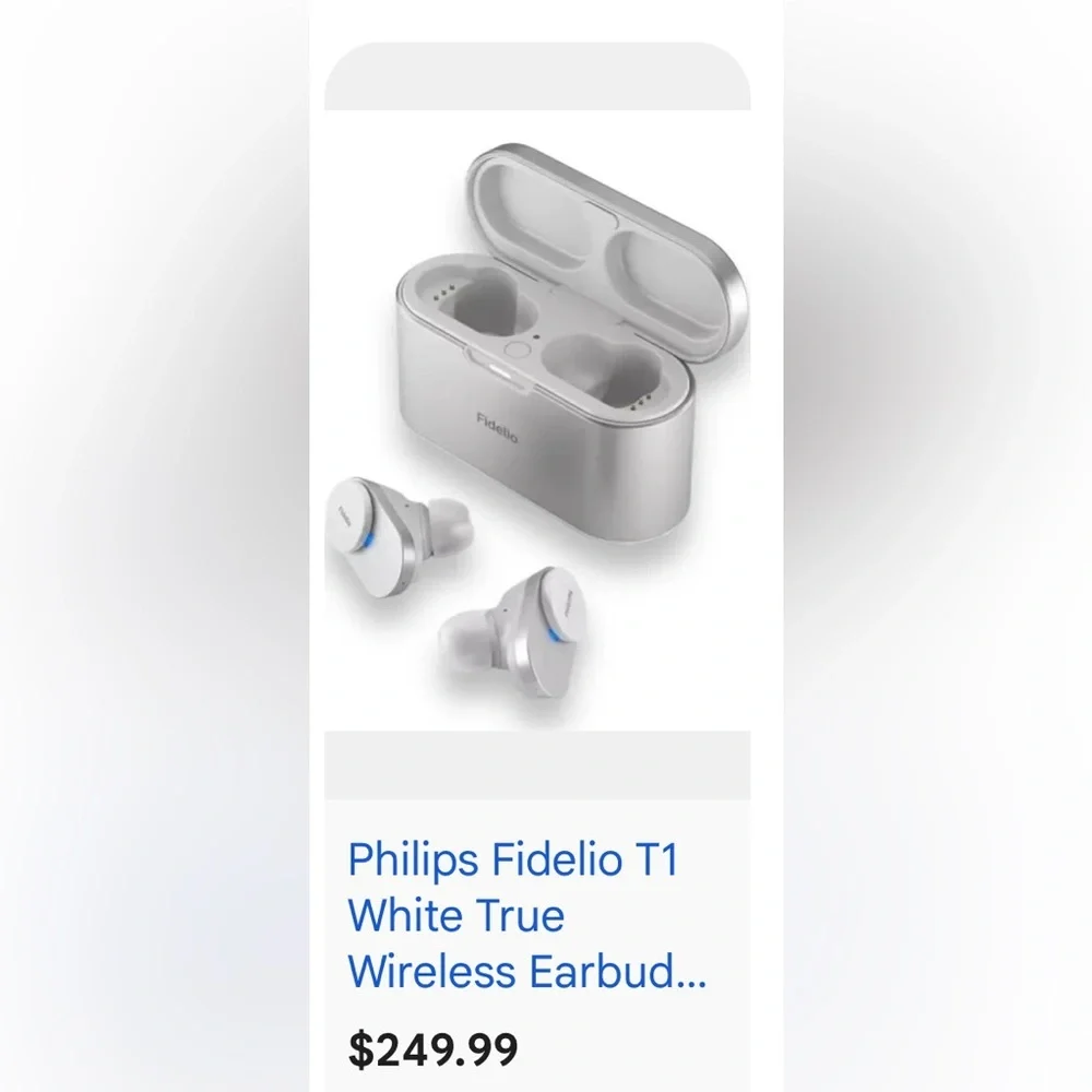 Philips Fidelio T1 Silver and White True Wireless Earbuds